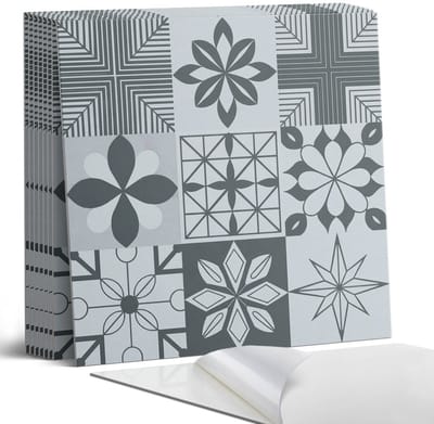 Coloray Plaktegels - Geometrische patronen in mozaïek Portugese Tegels - 30 cm x 30 cm - Grijs Plaktegels - 9 stuks - Vierkant PVC Tegels - Plaktegels Keuken - Zelfklevende Vloertegels - Vinyl Tegels Zelfklevend - Zelfklevende Tegels