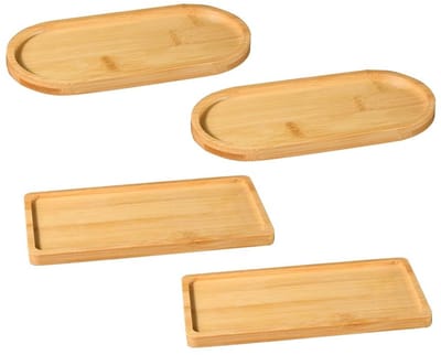 Dailygoods - Tucireat Bamboe dienblad 4 stuks bamboe dienblad bamboe dienblad bamboe dienblad bamboe dienblad bamboe dienblad serveerplaat bamboe onderzetter keukenblad voor brood