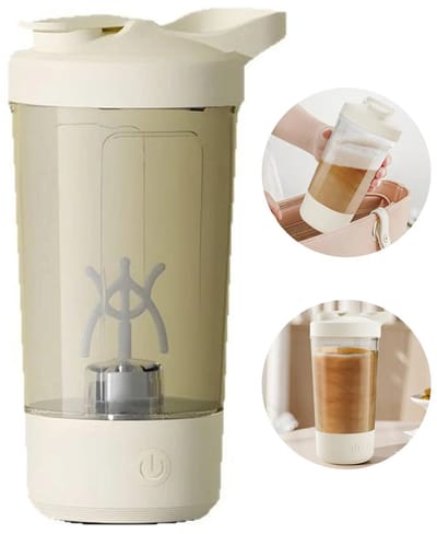 Eiwitshaker, elektrische eiwitshaker, 400 ml, 7000 toeren per minuut, lekvrij, gemaakt van ABS-materiaal.
