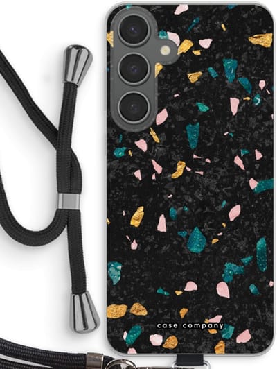 Case Company® - Hoesje met koord geschikt voor Samsung Galaxy S24 Plus hoesje met Koord - Terrazzo N°10 - Telefoonhoesje met Zwart Koord - Bescherming aan alle Kanten en Over de Schermrand