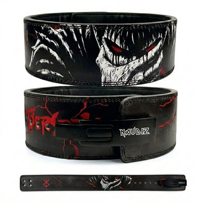 Naudiz Berserk - Brand Of Sacrifice Lever Belt 10MM – Large - Gewichthefriem – Gewichthefriem – Powerlifting Belt – Leer – 10 cm – Zwart/Rood