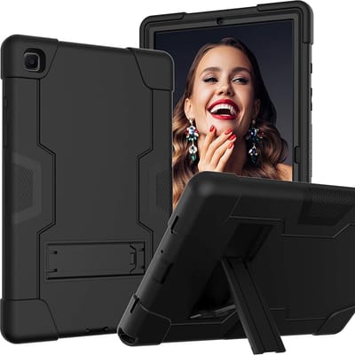 Hoes Geschikt voor Samsung Galaxy Tab A7 Hoes Shockproof case - 10.4 inch - (2020/2022) - Kickstand Hybride Armor - Zwart