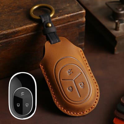 3 Knoppen Leer Auto Sleutelhoesje Cover Voor Nio Et7 Et5 Accessoires black