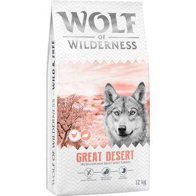 Wolf of Wilderness Adult "Great Desert" Kalkoen - graanvrij - Dubbelpak: 2 x 12 kg Nieuw Recept