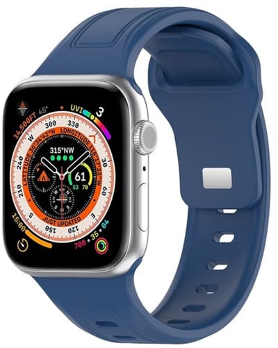 By Qubix - Geschikt voor Apple Watch bandje - Square siliconen band - Donkerblauw - Geschikt voor Apple Watch 38mm / 40mm / 41mm / 42mm