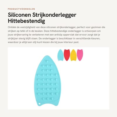 Dailygoods- Strijkonderlegger Hittebestendig - Antislip - Siliconen - Afmetingen 27 x 14 cm - Geschikt voor Tafelgebruik - Stabiele Bescherming - Strijkmat