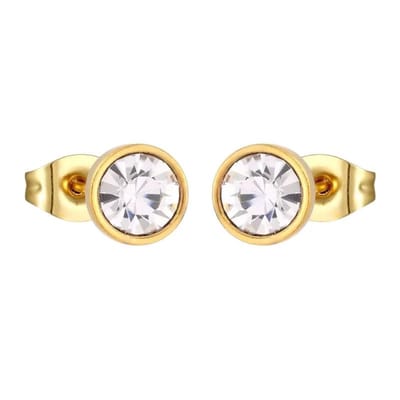 Aramat Jewels | Oorbellen | Stalen Ronde oorbellen met transparante kristal-8mm | | | |8mm | Staal | Kinderen, Volwassenen | Verkleurd niet