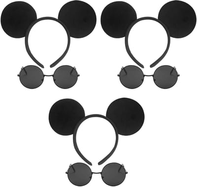 Kostuumset voor - Dailygoods- Mickey Mouse-oren met ronde zonnebril