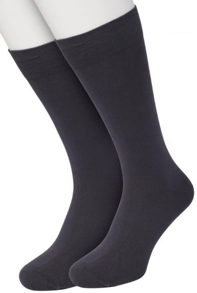 Bonnie Doon Basic Sokken Heren Donker Grijs/Bruin maat 40/46 - 2 paar - Basis Katoenen Sok - Gladde Naden - Brede Boord - Uitstekend Draagcomfort - Perfecte Pasvorm - 2-pack - Multipack - Effen - Grijs/Bruin - Castlerock - OL6324012.169