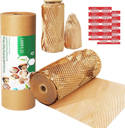Honingraat Inpakpapier 30cm x 122m - Duurzaam & Biologisch Afbreekbaar Alternatief voor noppenfolie