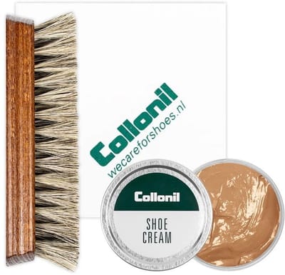 Collonil schoenpoets | Schoenpoets set | Shoe cream | Borstel | Poetsdoek | Kleur: Camel