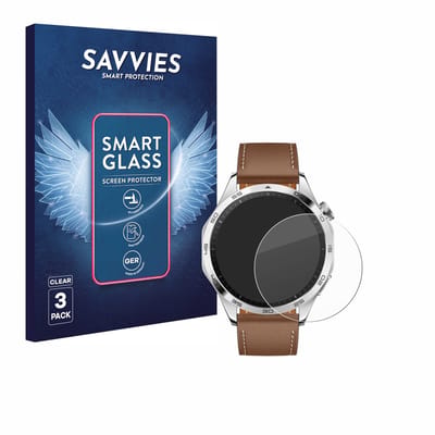 3 Stuks Savvies Screenprotector - geschikt voor Huawei Watch GT 4 (46mm) - beschermfolie glas transparant