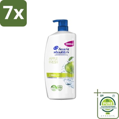7 x Head & Shoulders - Anti-Roos Shampoo - Apple Fresh - Pompflacon - 1000 ml - Grootverpakking - Anti-Roos Shampoo - Roos Shampoo - Hoofdhuidverzorging - Haarverzorging - Apple Fresh