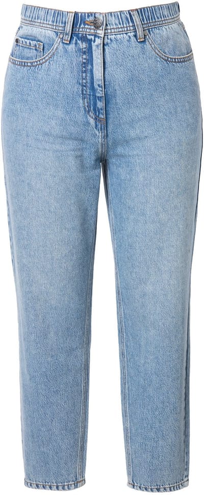 Ulla Popken - Dames - Mom jeans smalle zoom mix van lyocell en denim - Middenblauwe denim - Maat 58