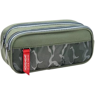 Dubbele ritssluiting camouflage canvas etui Jongens Meisjes potloodtas School Schrijfwaren tas Student benodigdheden etui opbergzakken groen