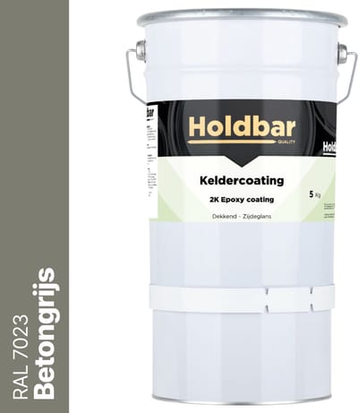 Holdbar Keldercoating Betongrijs (RAL 7023) 5 kg - Kelder waterdicht maken - Alle Kleuren - Kelder Epoxy - Krasvast - Eenvoudig reinigbaar - Vochtregulerend - 2 Componenten