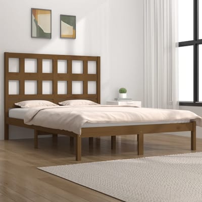 vidaXL - Bedframe - massief - grenenhout - honingbruin - 200x200 - cm