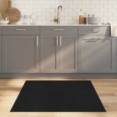 vidaXL - Vloerkleed - vierkant - 100x100 - cm - bamboe - zwart