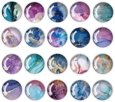 Dailygoods - Koelkastmagneten, 20 stuks, cabochon koelkastmagneten, kristalglas, koelkastmagneten, rond, kleurrijk, koelkastmagneet voor whiteboard, magneetbord, keuken, decoratief