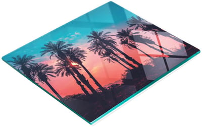 Glazen serveerplank met afbeelding van een tropische palmboom, 60x52 cm
