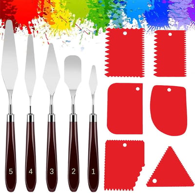 Dailygoods- Paletmessen Set van 11 Stuks - Fijne Structuurpasta Spatels - Olie Schilderen - Lijmspatel - Schilder Gereedschap - Kunstenaarsbenodigdheden - Schildergereedschap