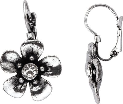 Behave - Oorstekers met bloem en steentje - Vintage romantische look