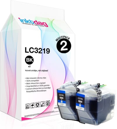 Inktdag inktcartridges voor Brother LC3219XL / LC3217/LC-3219/LC3219 BK, multipack van 2 stuks (2*zwart) Brother MFC-J5330 DW, J5730DW, J5930DW, J6530DW, J6535DW, J6930DW, J6935DW