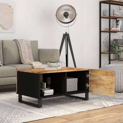 vidaXL - Salontafel - 80x50x40 - cm - massief - mangohout - en - bewerkt - hout