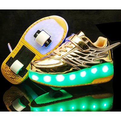 Lichtgevende Led Runaway Schoenen Dubbel Wiel Jongens Oplaadbare Wielschoenen Meisjes Rolschaatsen 37 white