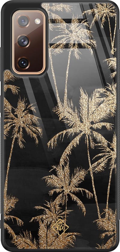 Casimoda® hoesje - Geschikt voor Samsung Galaxy S20 FE - Palmbomen - Luxe Hard Case Zwart - Backcover telefoonhoesje - Zwart