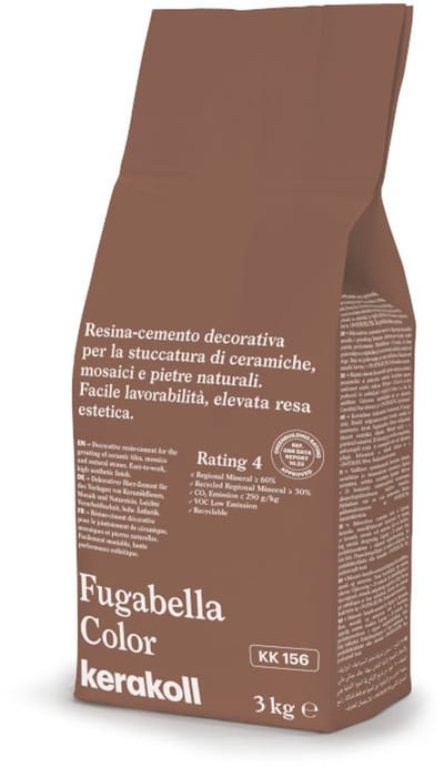 Kerakoll Fugabella Voegmiddel KK156 - Kleur 156 Bruin - 3 kg Voegmortel voor Tegels & Natuursteen - Verkrijgbaar in 50 Kleuren - Greenbuild rating 4