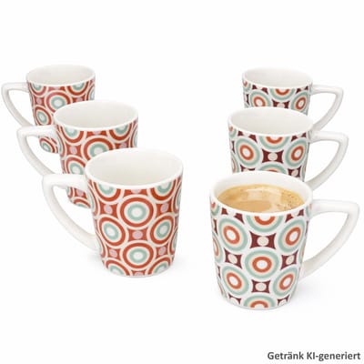 B. Serena 6-delige Set Koffiemokken Retro Porselein 3x Oranje & 3x Bruin – 2059595