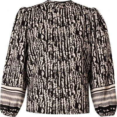 YESTA Bhailey Blouse - Soft Sand/Black - maat X-0(44)