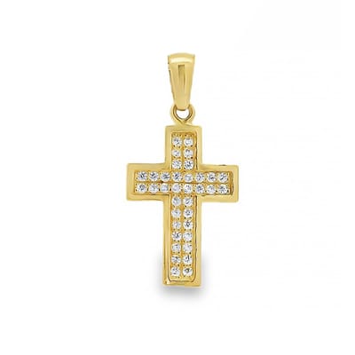 Juwelier Zwartevalk 14 karaat gouden kruis hanger met zirkonia - 14.211