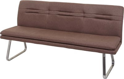 Bank MCW-H70, eetkamerbank gestoffeerde bank, rugleuning stof/textiel geborsteld roestvrij staal ~ bruin 180cm
