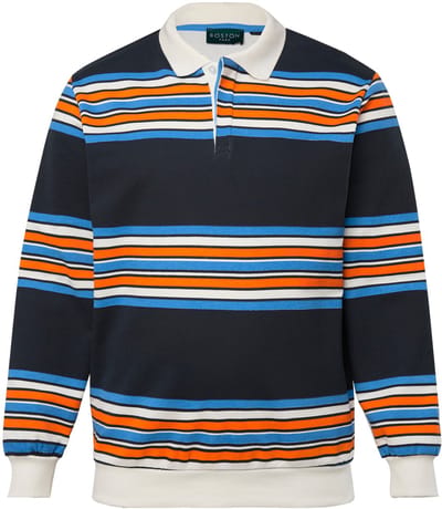 Boston Park - Heren - Rugby-sweater strepen polokraag - Navy blauw - Maat 52+