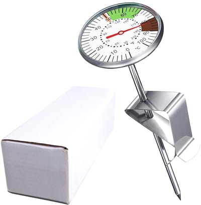 Dailygoods- Melkthermometer Digitale Keukenthermometer - Roestvrij Stalen Thermometer - Instant Thermometer - Kookthermometer met Clip - 140 x 45 mm - Kleurmarkering voor Temperatuur - Keuken Thermometer