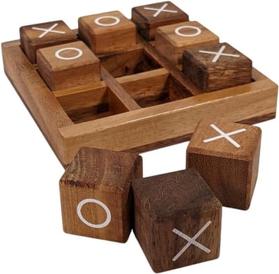 Houten Knopen en Kruisen - Tic Tac Toe Set - Spelletjes Spelen - Handgemaakt