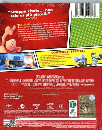 Universal Pictures Captain Underpants: The First Epic Movie Blu-ray Full HD Engels, Spaans, Frans, Hindi, Italiaans, Portugees