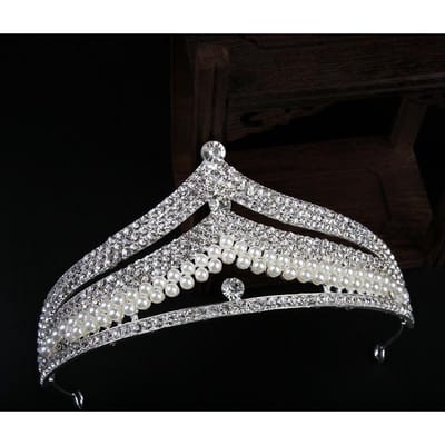 Gouden Bruidskroon Bruidshaaraccessoires Bruidsjurkaccessoires Europese Verjaardag Hoofddeksel Parel Kroon Sieraden gray