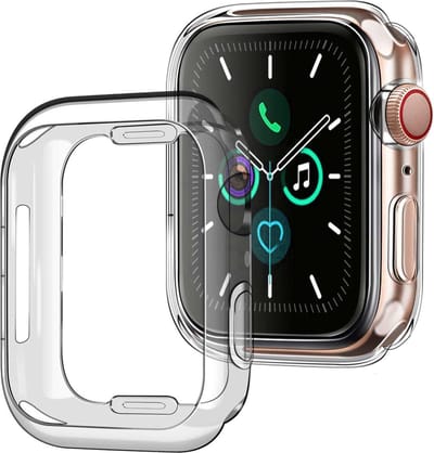 Hoesje - Geschikt voor Apple Watch Series 8 (41mm) - Extra Sterk - Siliconen Case Cover - Smartwatch Full Bumper Hoes - Transparant