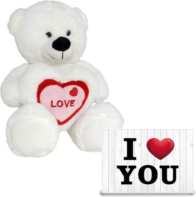 Gerim Knuffelbeer Valentijn I Love You beertje - 20 cm - met Love You wenskaart