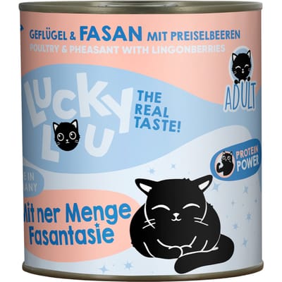 6x800g Lucky Lou Adult Gevogelte & Fazant natvoer voor katten