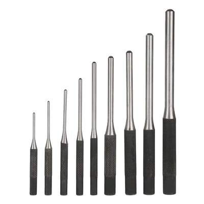 Dailygoods- Roll Pin Punch Set 9-delig - Duurzaam Staal - Ponsen voor Papier - Professionele Gereedschap - Antislip Uiteinden - Handige Draagtas