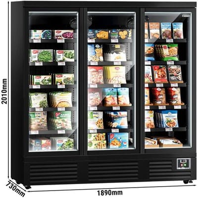GGM Gastro Wandtiefkühlregal - 1890mm - 1539 Liter - mit 3 doppelt verglasten Flügeltüren & 5 Ablagen
