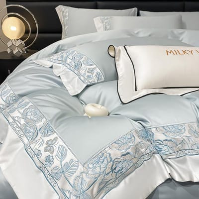 Egyptisch Katoen Beddengoedset Luxe Roos Vlinder Borduurwerk Dekbedovertrekset Hoeslaken Kussenslopen Bed Dekbedovertrekset 4-delig US Queen size 4 pcs