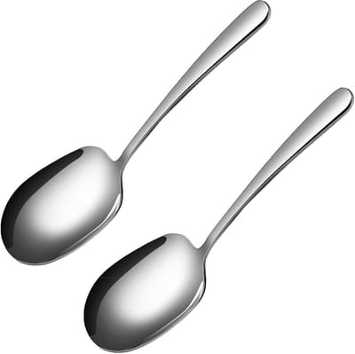 2 stuks Lange Lepels - 203*61mm - voor Dessert - Latte Macchiato - Yoghurt of Cocktail - Dessertlepels RVS - Elegante Grote Serveerlepels met Lange Handgrepen voor Diverse Gerechten - Zilver