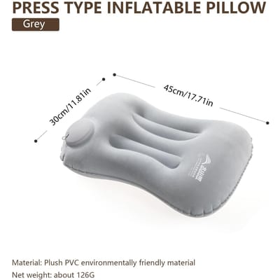 Oreiller gonflable de camping BISINNA Portable Ultra-léger Oreiller de couchage à air pour voyage Randonnée Support pour le cou et le bas du dos gray