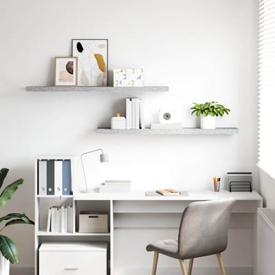 vidaXL - Wandschappen - zwevend - 2 - st - 120x23,5x3,8 - cm - MDF - betongrijs