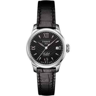 Tissot Le Locle Automatisch Mechanisch Uurwerk 30m Waterbestendig Horloge 25,3 mm Zwarte Wijzerplaat Roestvrijstalen Kast Echt Lederen Band T41.1.123.57 Regular Watch Box,Black black